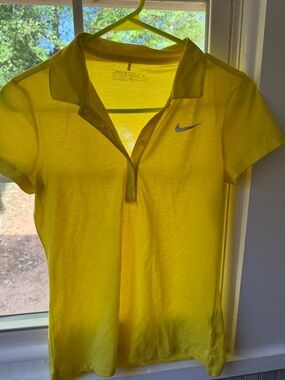Nike Yellow Short-Sleeve Golf Button-Down Polo